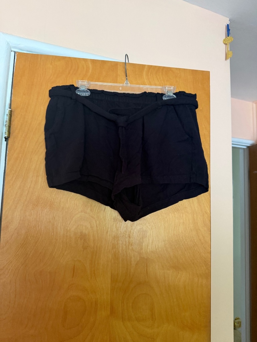 Arizona Jean Company Black Paperbag Waist Shorts, Size XL